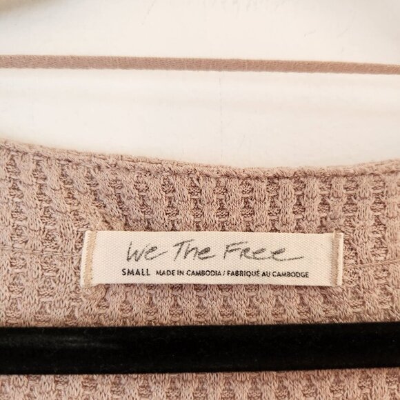 We The Free People North Shore Pink Thermal Tunic Top Waffle Knit Women's S - Picture 6 of 10